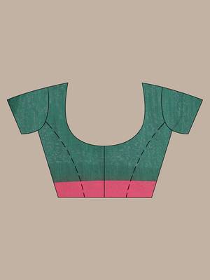 Green cotton sequence work soft saree with contrast border 5