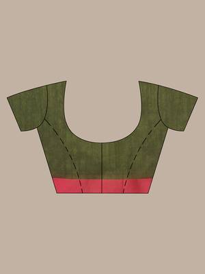 Sap green cotton sequence work soft saree with contrast border 5