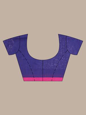 Navy blue cotton sequence work soft saree with contrast border 5