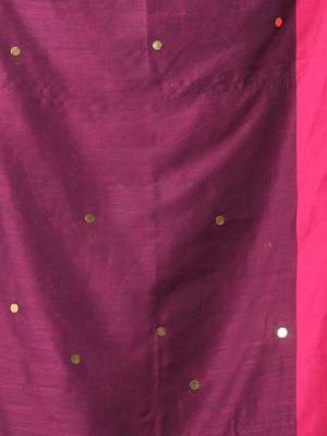 Purple cotton sequence work soft saree with contrast border 4