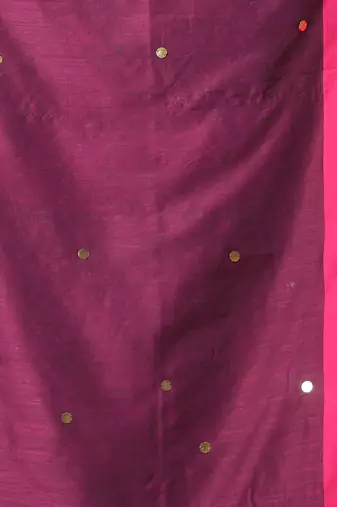 Purple cotton sequence work soft saree with contrast border