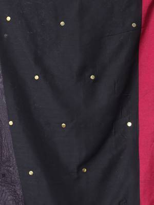 Black cotton sequence work soft saree with contrast border 4