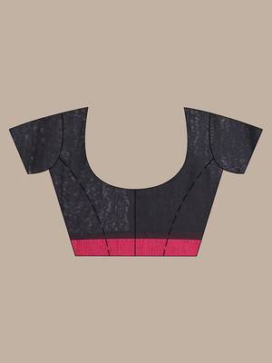 Black cotton sequence work soft saree with contrast border 5