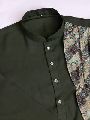 Green silk print with sequance embroidery work wedding function festival navratri party wear straight kurta with dupatta 8