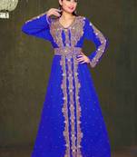 Royal Blue color luxurious Full Sleeves Handmade Moroccan Kaftan.