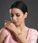 Gold brass polish kundan polki bracelet