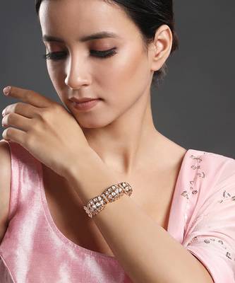 Gold brass polish kundan polki bracelet 2