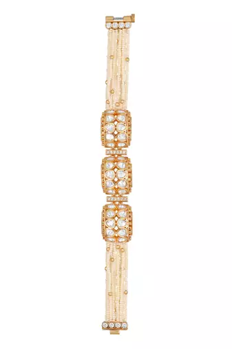 Gold brass polish kundan polki bracelet