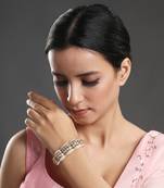 Gold brass polish kundan polki kidiya pearls bracelet