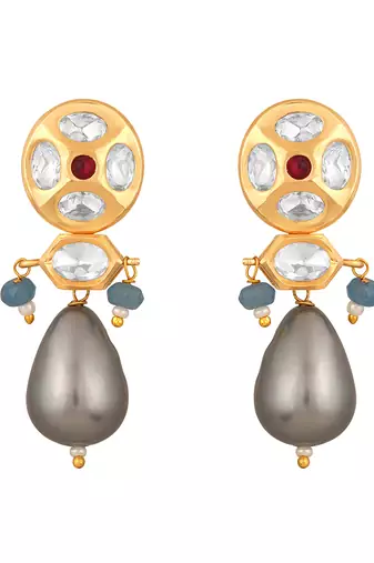 Grey gold polished brass earrings