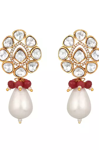 White gold polished brass earrings
