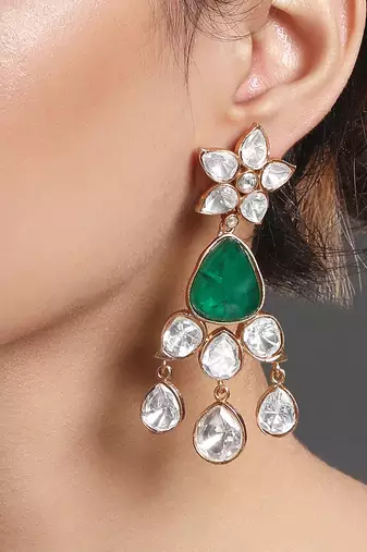Green gold polished brass earrings