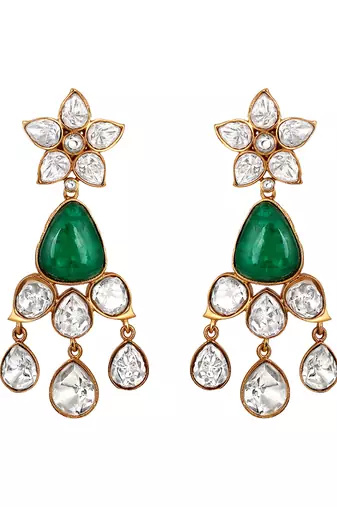 Green gold polished brass earrings