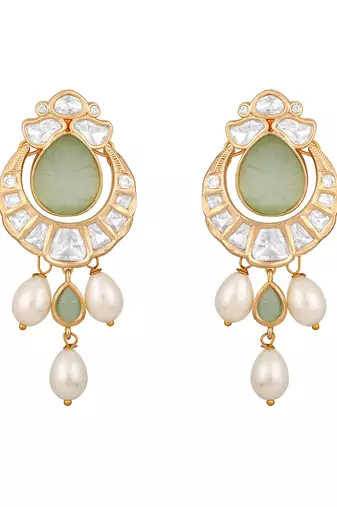 Mint gold polished brass earrings