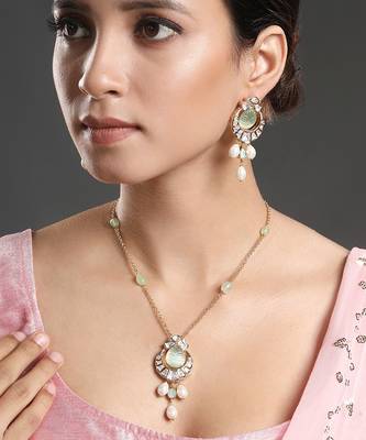 Mint gold polish brass necklace set 2
