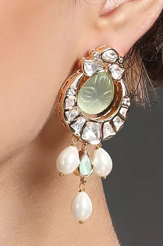 Mint gold polish brass necklace set