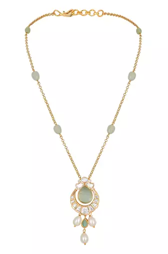 Mint gold polish brass necklace set