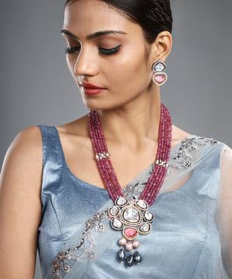Multicolor gold polish brass necklace set 1