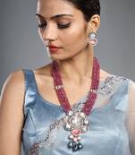 Multicolor gold polish brass necklace set