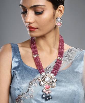 Multicolor gold polish brass necklace set 2