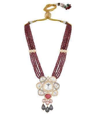 Multicolor gold polish brass necklace set 4