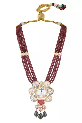 Multicolor gold polish brass necklace set