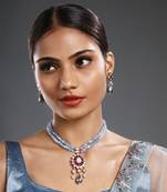 Multicolor gold polish brass necklace set