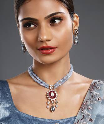 Multicolor gold polish brass necklace set 2