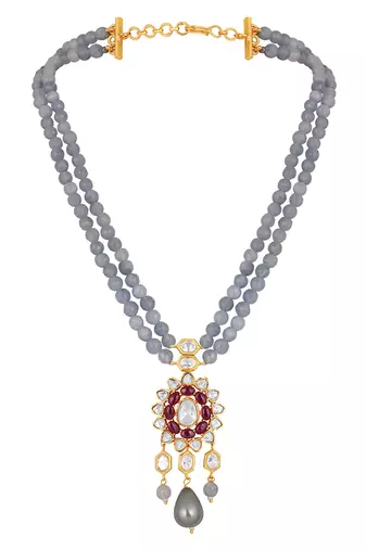 Multicolor gold polish brass necklace set