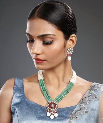Multicolor gold polish brass necklace set 1