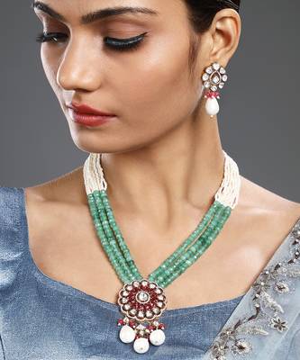 Multicolor gold polish brass necklace set 2