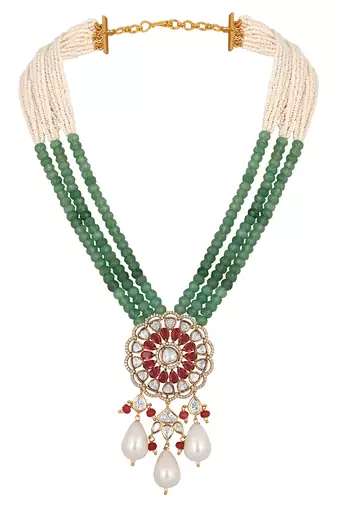 Multicolor gold polish brass necklace set