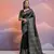 Black Contrast Thread work Raw Silk Treditional Classic Saree Set