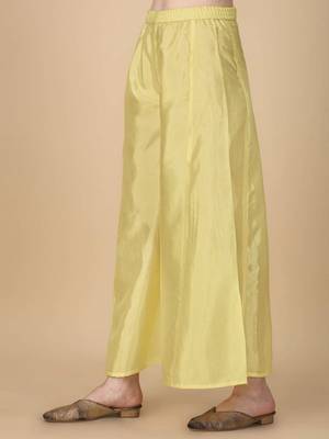 Pale Yellow Chanderi Cotton Threadwork Kurta and Palazzo set 5