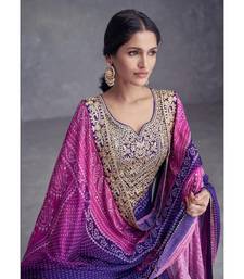 Royal Violet Chiffon Embroidered Kurta Set with Graceful Elegance