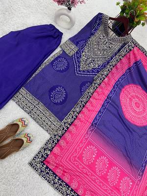 Royal Violet Chiffon Embroidered Kurta Set with Graceful Elegance 5