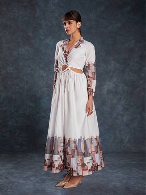 White cityscape printed maxi dress 1
