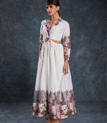 White cityscape printed maxi dress