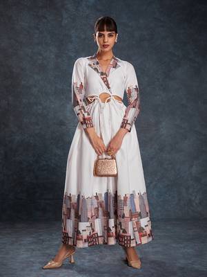 White cityscape printed maxi dress 4