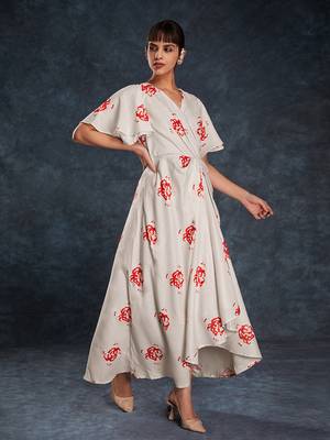 White and red floral maxi dress 1