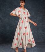 White and red floral maxi dress