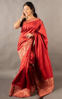 Banglori Raw Silk Saree With Rich Pallu And Contrast Blouse Piece 2