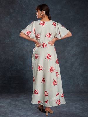 White and red floral maxi dress 5