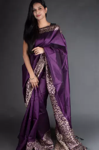 Banglori Raw Silk Saree With Rich Pallu And Bontrast Blouse Piece