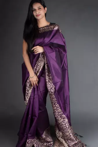 Banglori Raw Silk Saree With Rich Pallu And Bontrast Blouse Piece
