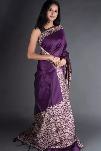 Banglori Raw Silk Saree With Rich Pallu And Bontrast Blouse Piece