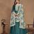 Turquoise Color Art Silk Anarkali suits with Orgenza Print Dupatta