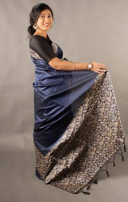 Banglori Raw Silk Saree With Rich Pallu And Bontrast Blouse Piece 4