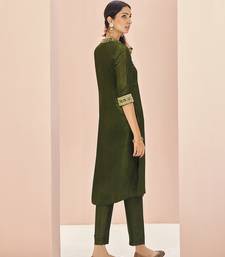 Olive green embellished kurta set