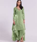Sage green embellished kurta set